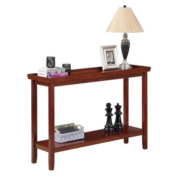 Siavonce Mahogany Color Sold Wood 2 in 1 Convertible Shelf Display Storage  Rack Transforming Table for Small Spaces DJ-Y-W102758133 - The Home Depot