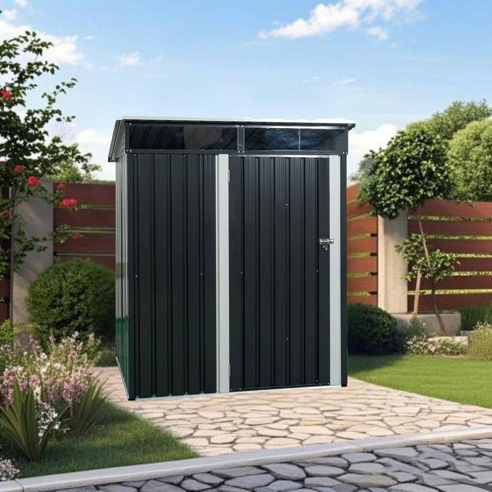 5ft. W x 3ft. D Outdoor Metal Storage Shed Transparent Plate Tool Shed in Black (15 sq. ft.) price history on PriceWatchPro