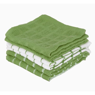 T-fal Green Solid and Check Parquet Cotton Kitchen Towel (Set of 6) 66937 -  The Home Depot