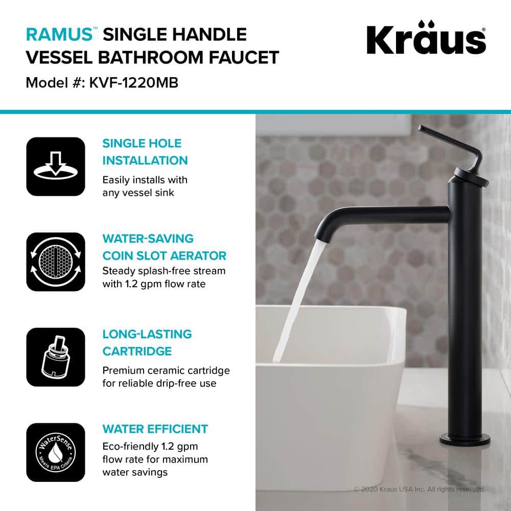 Ramus Modern Chrome Single Handle Vessel Sink Faucet with Pop-Up Drain