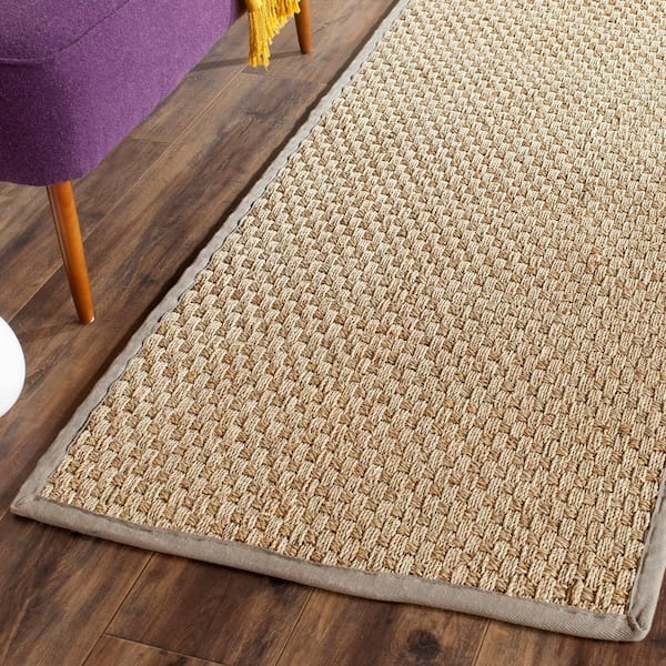 Natural Fiber Beige/Gray 3 ft. x 12 ft. Border Runner Rug