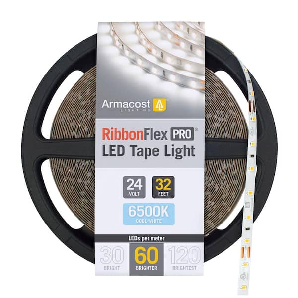 Armacost Lighting RibbonFlex Pro 392 in. Hardwired 6500K Daylight 24V 60 LED/m White Integrated LED Under Cabinet Light Strip 10m 32.8'