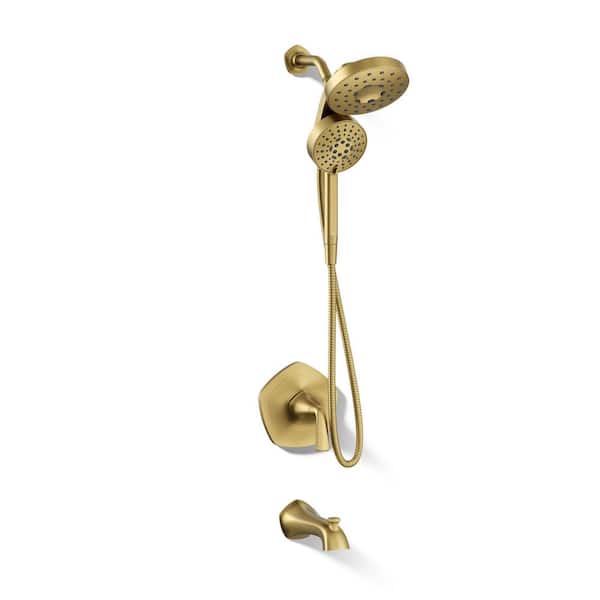 Sundae Single Handle 1-Spray Tub and Shower Faucet 1.75 GPM in. Vibrant Brushed Moderne Brass (Valve Included)