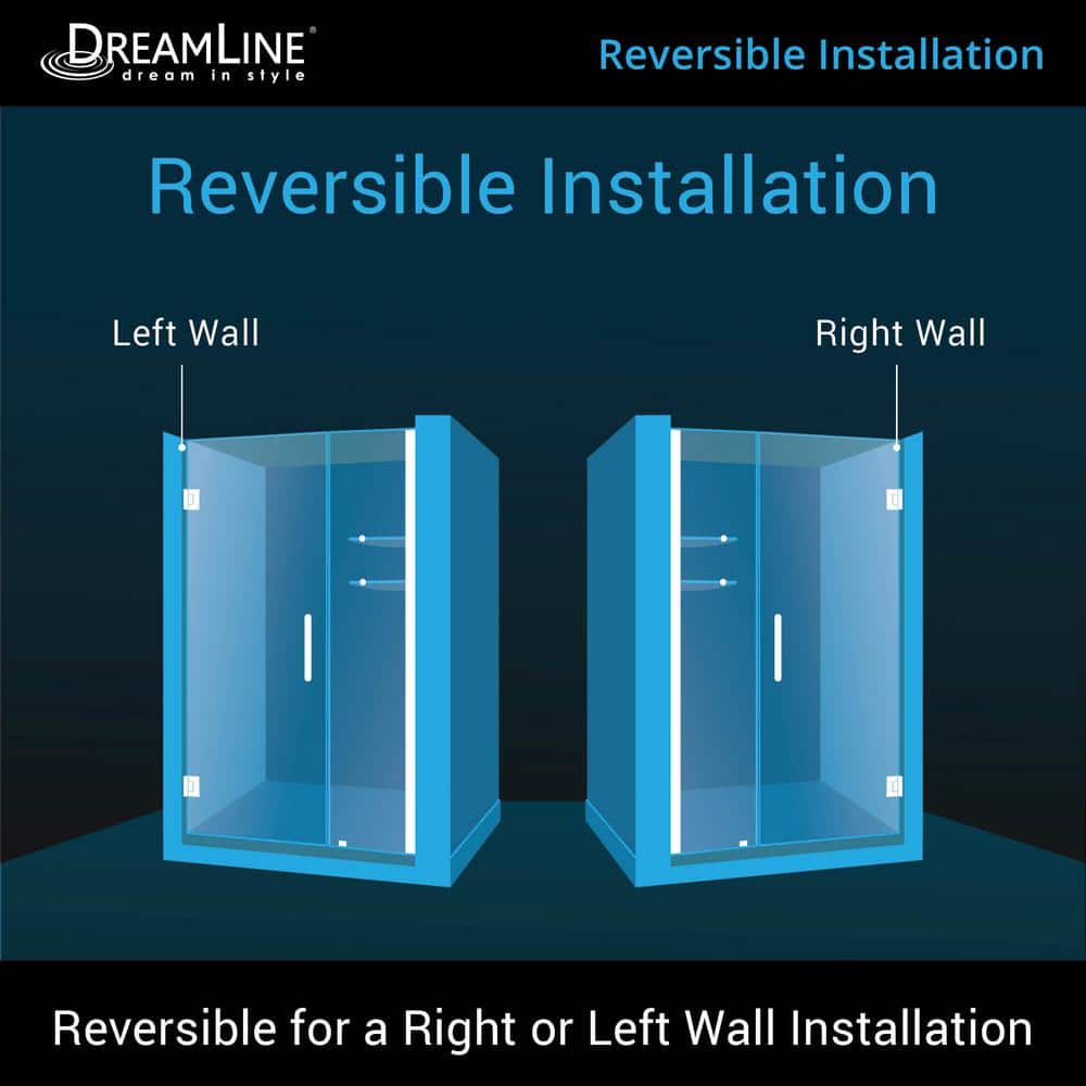 Unidoor 49" W x 72" H Frameless Hinged Shower Door with Clear Glass