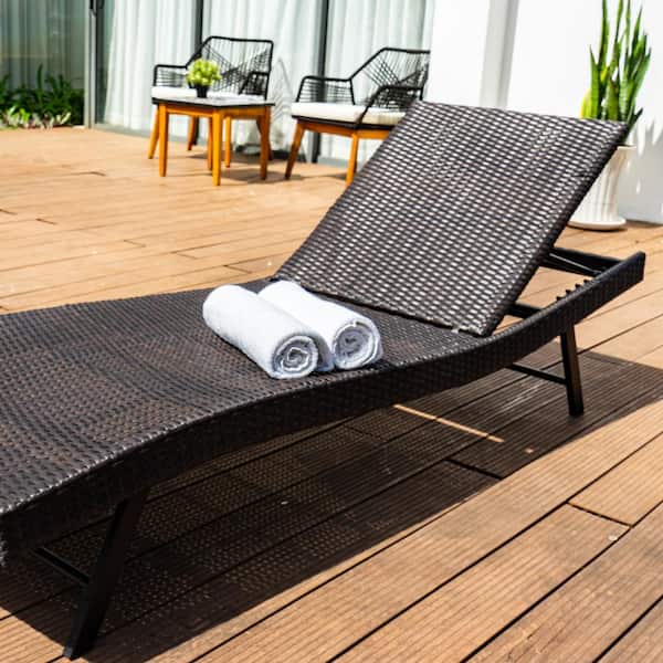 MADE 4 HOME Faro Dark Brown Wicker Outdoor Chaise Lounge