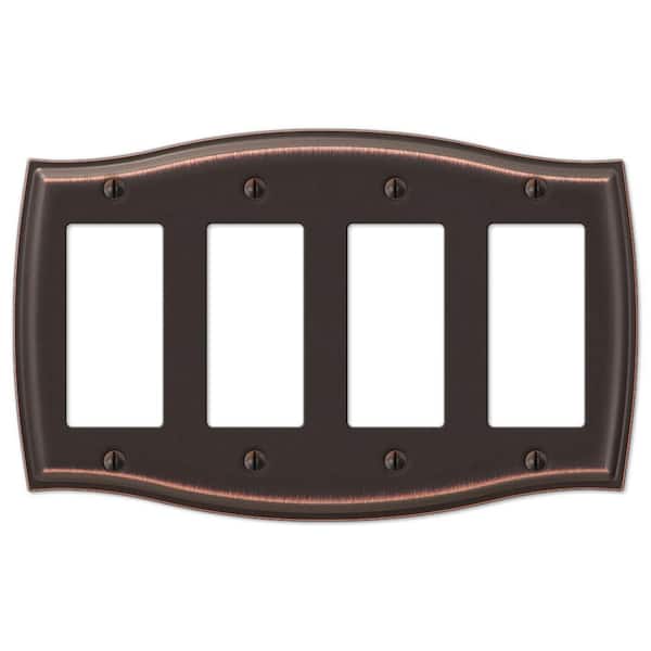 AMERELLE Vineyard 4-Gang Rocker Steel Wall Plate - Aged Bronze