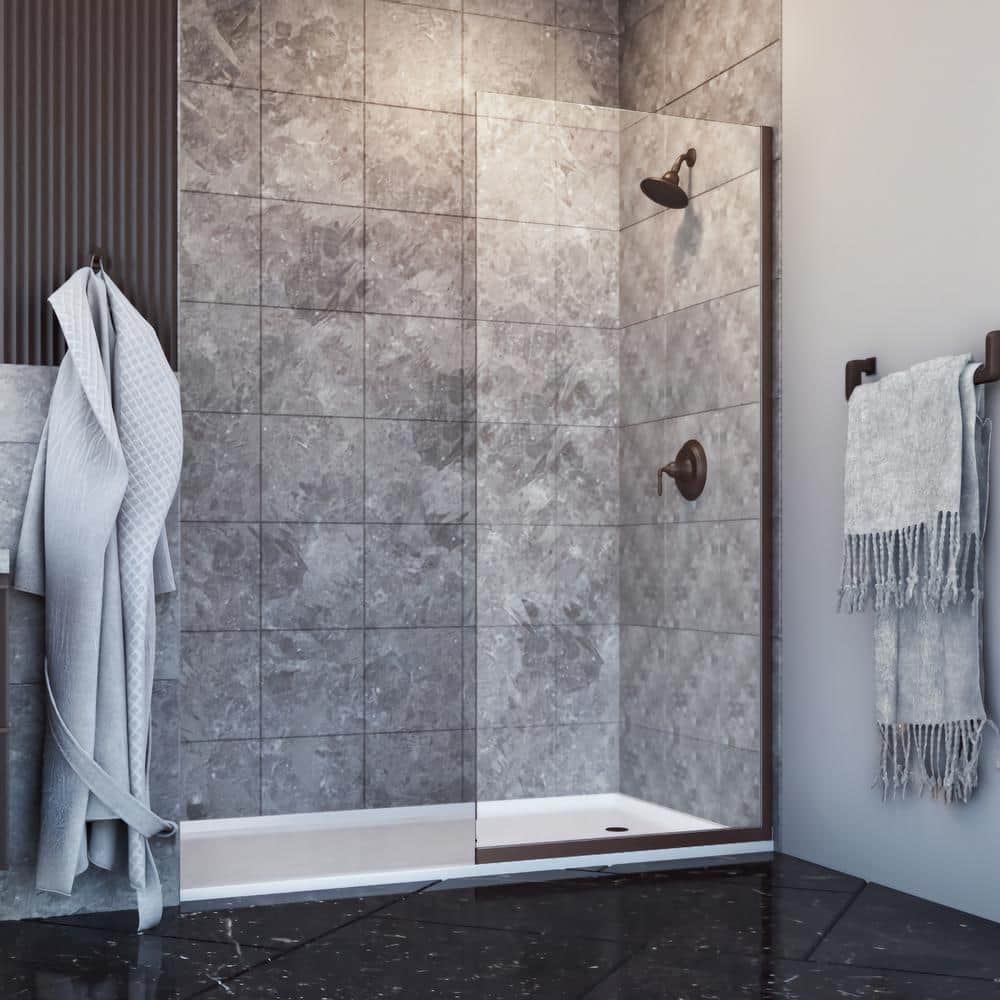 Holcam Eurolite 34 in. W x 76 in. W Stationary Panel Shower Door in Oil