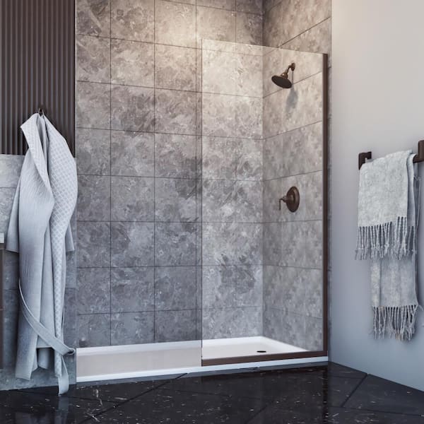 Holcam Eurolite 34 in. W x 76 in. W Stationary Panel Shower Door in Oil Rubbed Bronze Finish with Clear Glass