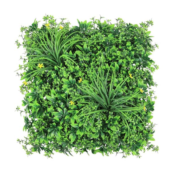 LIVING LUXURY 20 in. W. x 20 in. Artificial Schefflera Ivy Grass Leaf Greenery Wall Panel Hedge Mat Backdrop Privacy Screen Set of 4