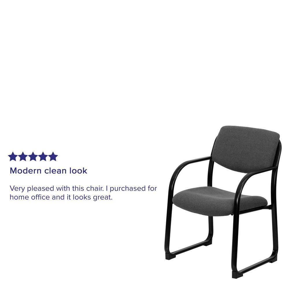 Elegant Gray Fabric Executive Side Chair with Metal Sled Base