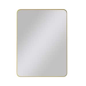 24 in. W x 36 in. H Modern Rectangle Framed Gold Wall Mirror