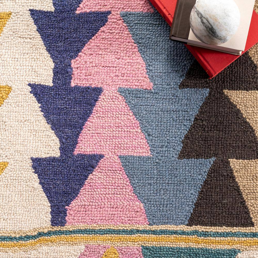 Multicolor Geometric Hand Tufted Wool Runner Rug 2'6" x 6'