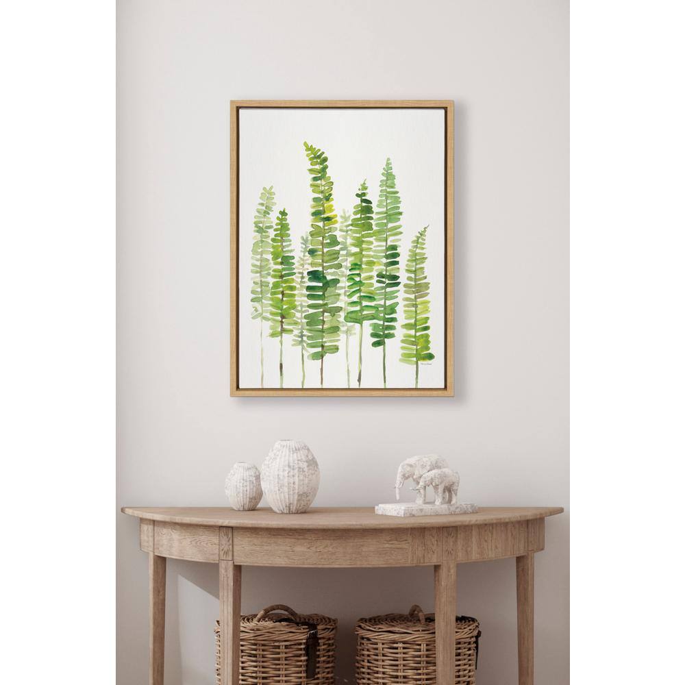 24" x 18" Green Fern Abstract Canvas Print with Natural Frame