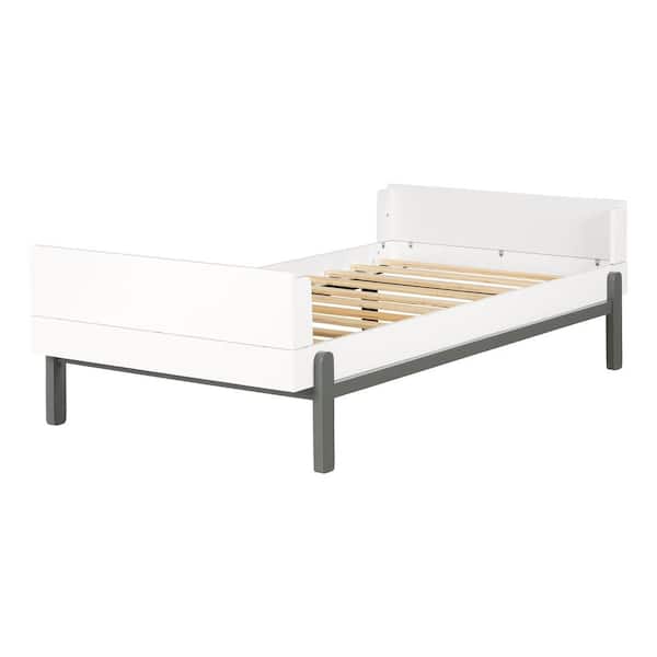 South Shore Bebble Soft Gray and White 43 in. Bed