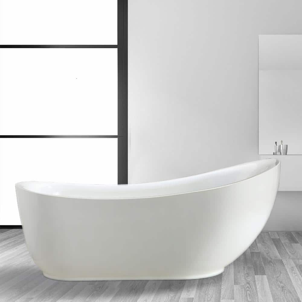 Everlie 71'' White Acrylic Freestanding Soaking Bathtub