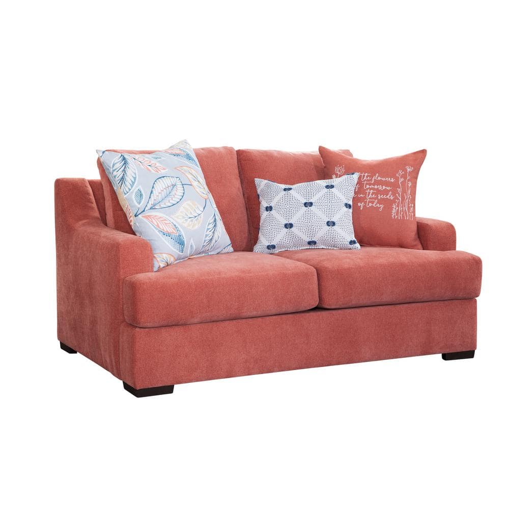 Blue Linen Rolled Arm Sofa with Removable Cushions