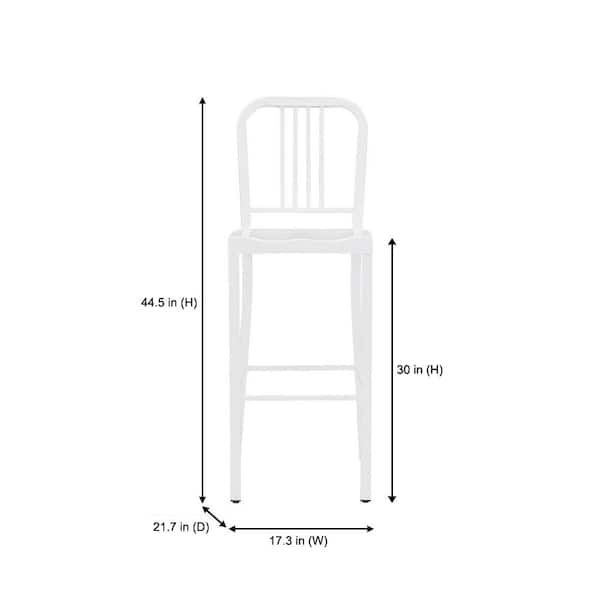 Kipling White Metal Bar Stool with Back