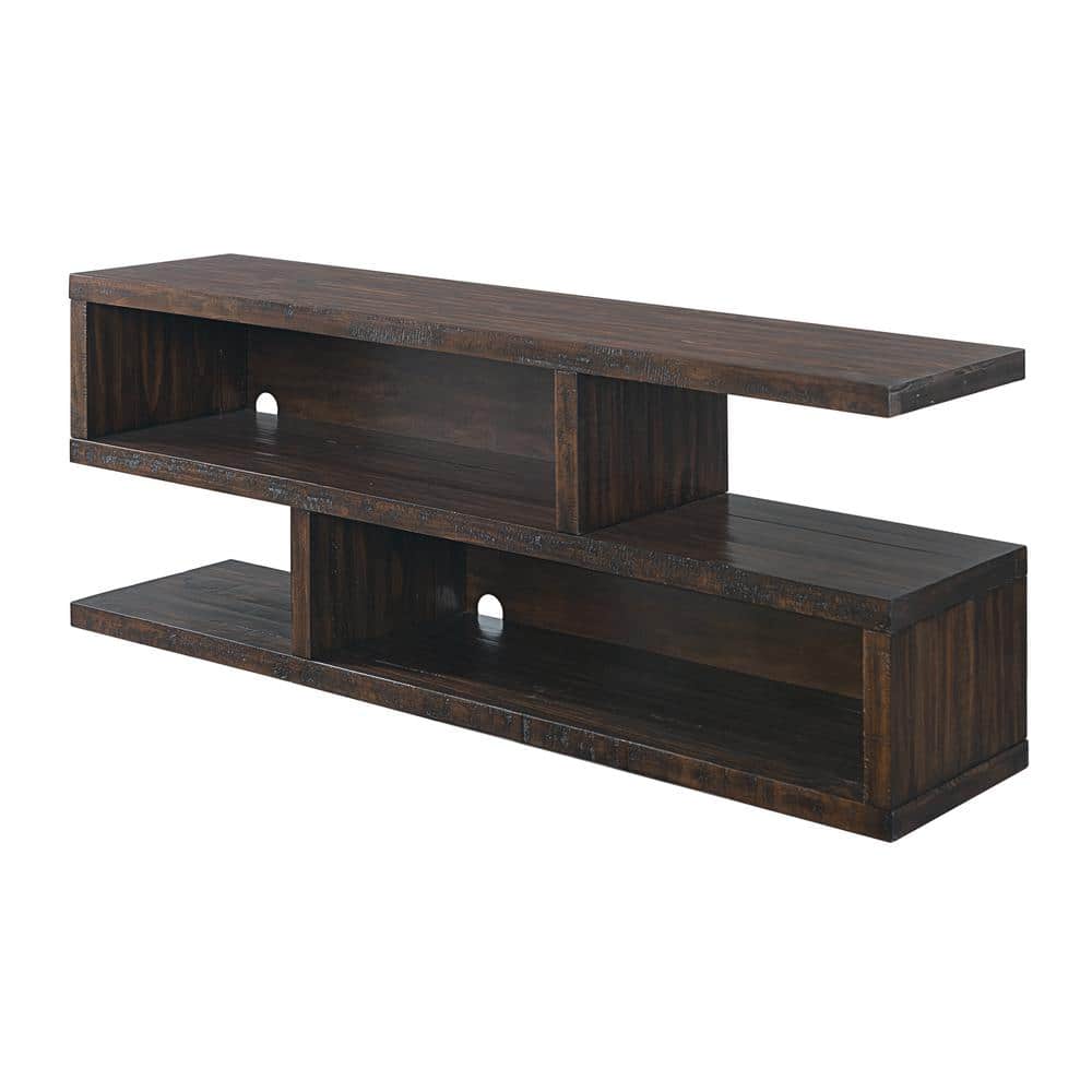 Lexington Contemporary Rustic 70" Dark Mocha Solid Pine TV Stand
