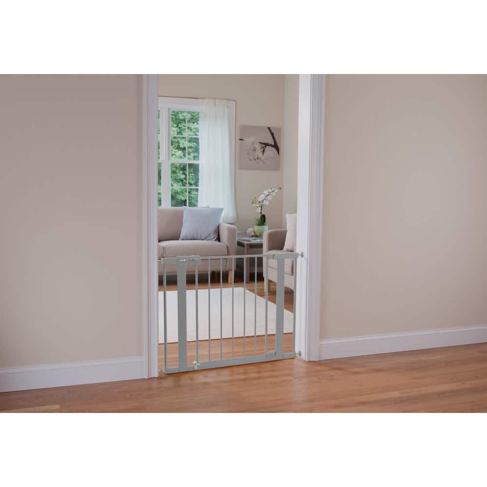 Gray Metal Pressure Mounted Auto-Close Safety Gate