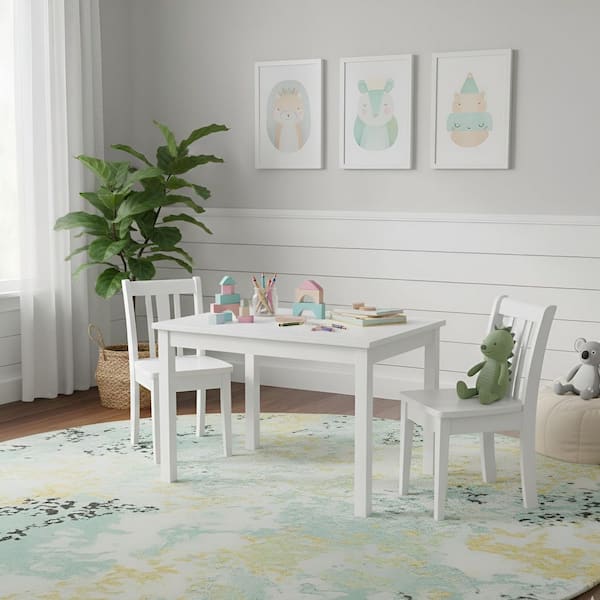 International Concepts Jorden White 3-Piece Kid's Table and Chair Set