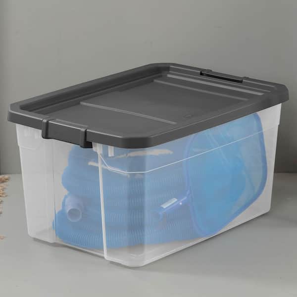 Sterilite 30 Gallon Plastic Stackable Storage Tote Container Box, Taupe(24  Pack) 