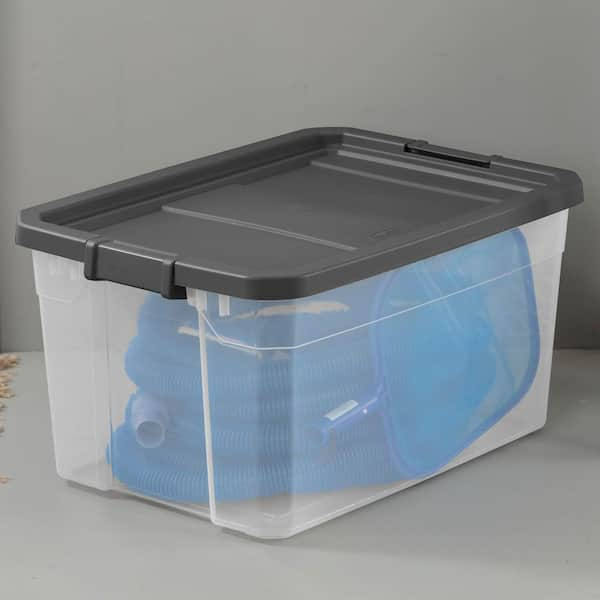 Sterilite 32-Qt. Teal & Clear Latch Storage Tote With Lid