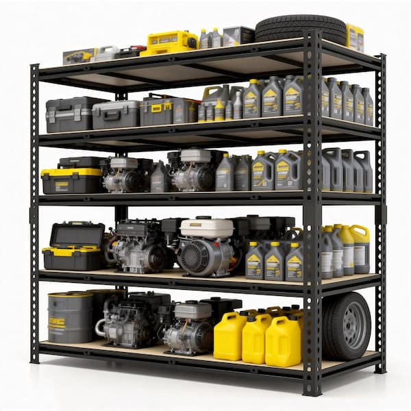 5-Tier Steel Heavy Duty Freestanding Adjustable Garage Storage Shelving Unit in Black (55 in. W x 72 in. H x 24 in. D)