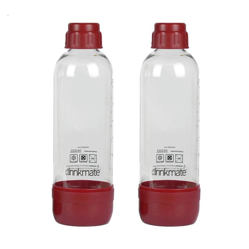 Drinkmate 1L Carbonating Bottles - Red (2 Pack)