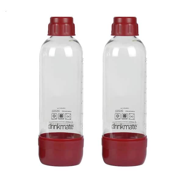 DrinkMate 1 L Red Carbonating Water Machine Bottles (2-Pack)