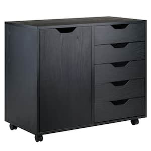 Halifax Black 5-Drawer Mobile Side Cabinet