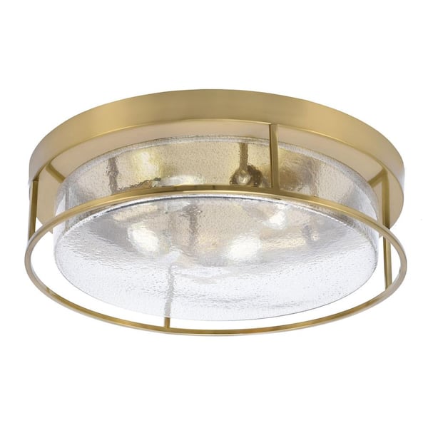 Unbranded Ashland 18 in. 4 Light New Age Brass Flush Mount with Smoke Bubble Glass Shade No Bulbs Included