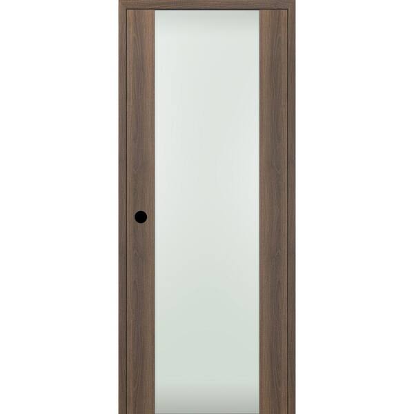 Belldinni Vona 202 32" x 84" Left-Hand Full Lite Frosted Glass Solid Core Pecan Nutwood Wood Single Prehung Interior Door