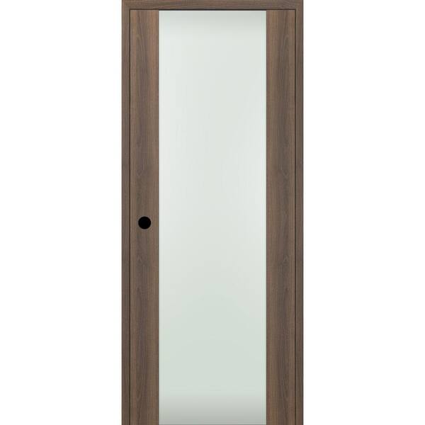 Belldinni Vona 202 32" x 84" Left-Hand Full Lite Frosted Glass Solid Core Pecan Nutwood Wood Single Prehung Interior Door