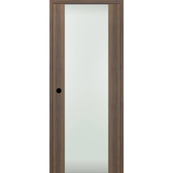 Belldinni Vona 202 24" x 96" Left-Hand Full Lite Frosted Glass Solid Core Pecan Nutwood Wood Single Prehung Interior Door