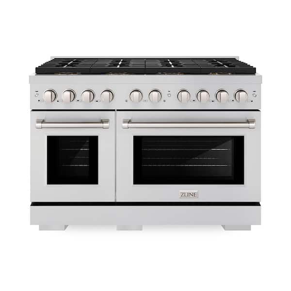48 in. 6.7 cu. ft. Paramount Dual Fuel Range with 8 Burner DuoPro Cooktop and Dual Ovens in Stainless Steel