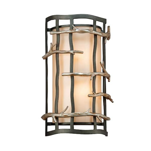 Troy Lighting Adirondack 2-Light Graphite and Silver Leaf Wall Sconce