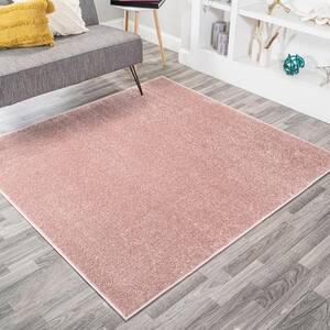 Haze Solid Low-Pile Pink 5 ft. Square Area Rug