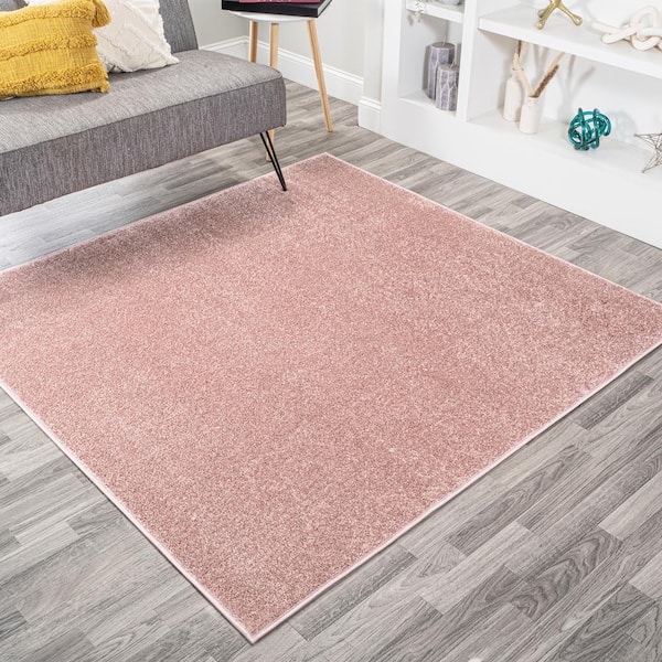 Haze Solid Low-Pile Pink 5 ft. x 5 ft. Square Area Rug