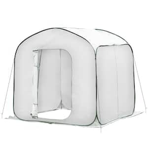 7 ft. x 7 ft. x 7 ft. Polyethylene White Portable Greenhouse with Arc Door and Carry Bag