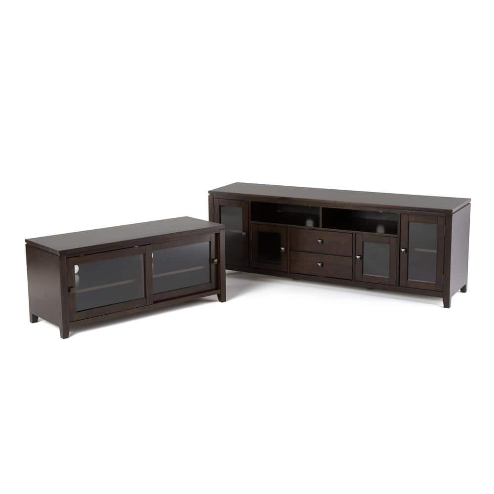 Cosmopolitan Mahogany Brown Solid Wood TV Stand with Cabinet