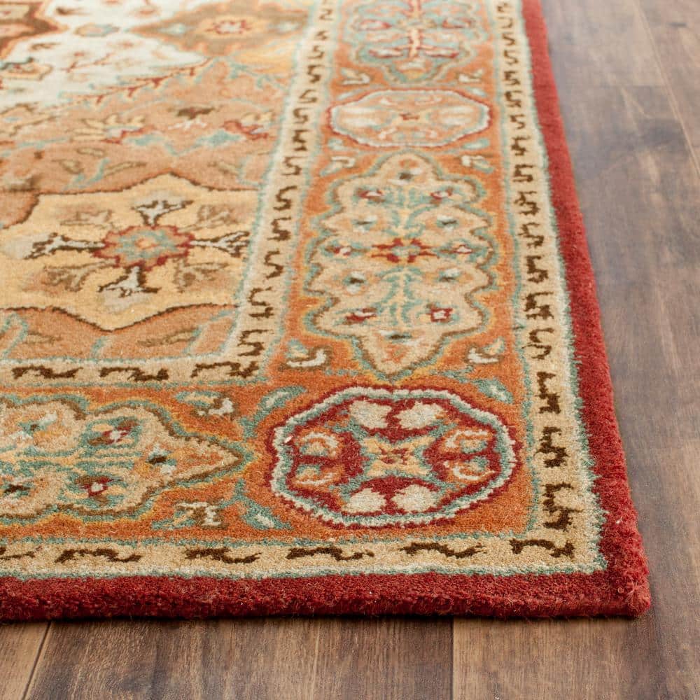 Hand-Tufted Red and Rust Wool Persian Accent Rug 2' x 3'