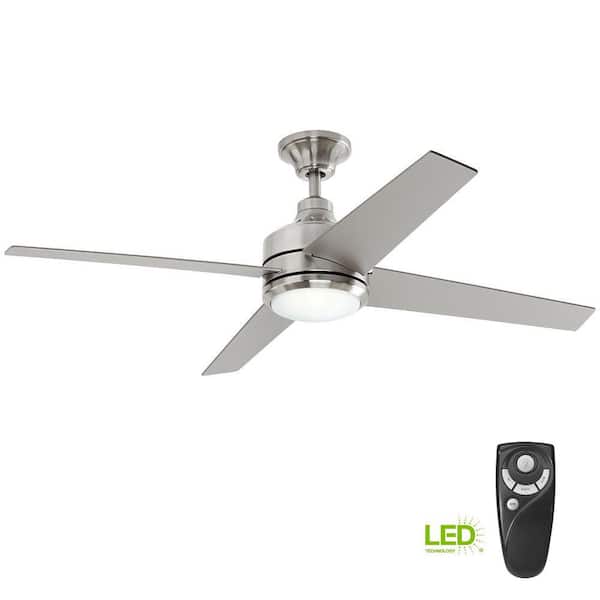 52 in LED Indoor Brushed Nickel Ceiling Fan with Light Kit and Remote Control 