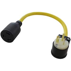 1.5 ft. Elbow NEMA 5-20P 20A 125V Plug to Locking 20 Amp L5-20R Female Connector