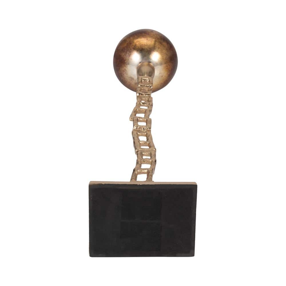 Tall Gold Aluminum and Glass Tabletop Candle Lantern