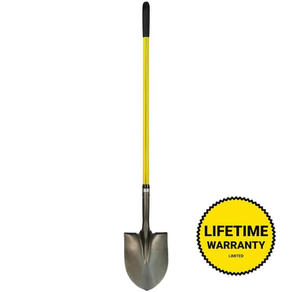 36.5 in. Classic Fiberglass Handle with Round Point Heavy-Duty Steel Shovel and Cushion Grip