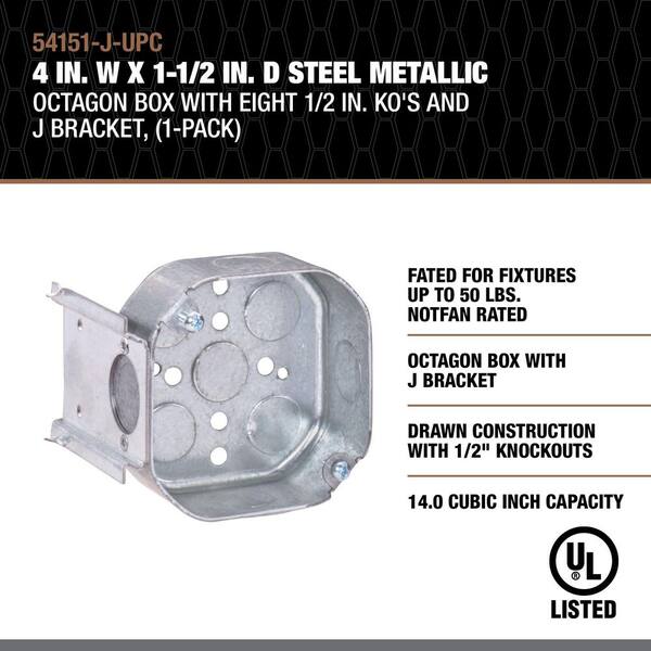 OKB  Southwire 4 in. W x 1-1/2 in. D Steel Metallic Octagon Box with