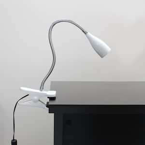 17.7 in. White Flexible Gooseneck LED Clip Light Desk Lamp