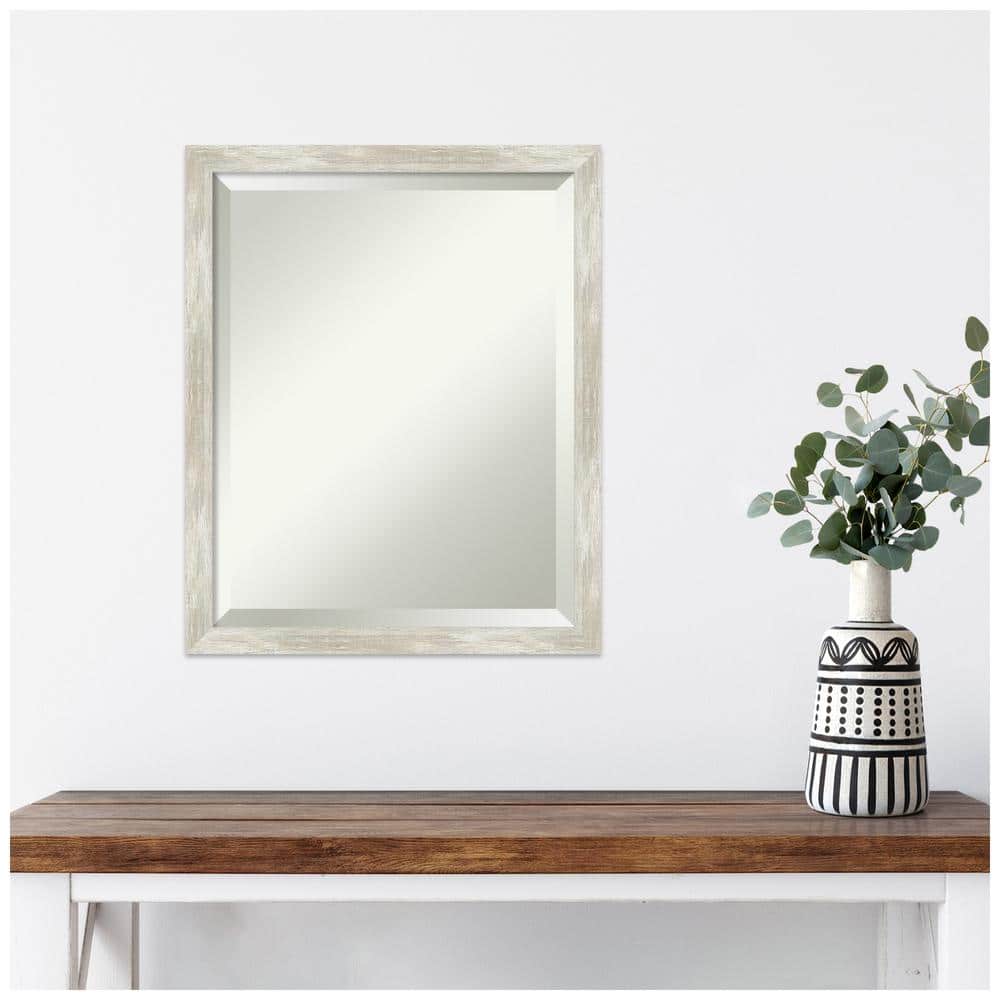 Silver Distressed Wood Framed Rectangular Wall Mirror