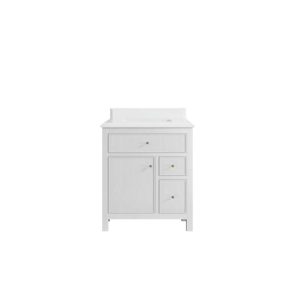 Willow Collections Sonoma 30 in. W x 22 in. D x 36 in. H Bath Vanity in White with 1.5 in. White Quartz Top