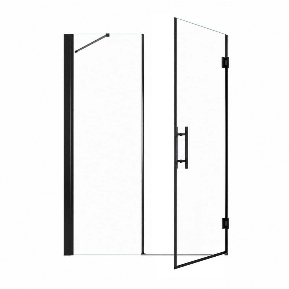 56-58 in. W x 71 in. H Hinged Frameless Shower Door with 10mm Clear Tempered Glass, Matte Black price history on PriceWatchPro